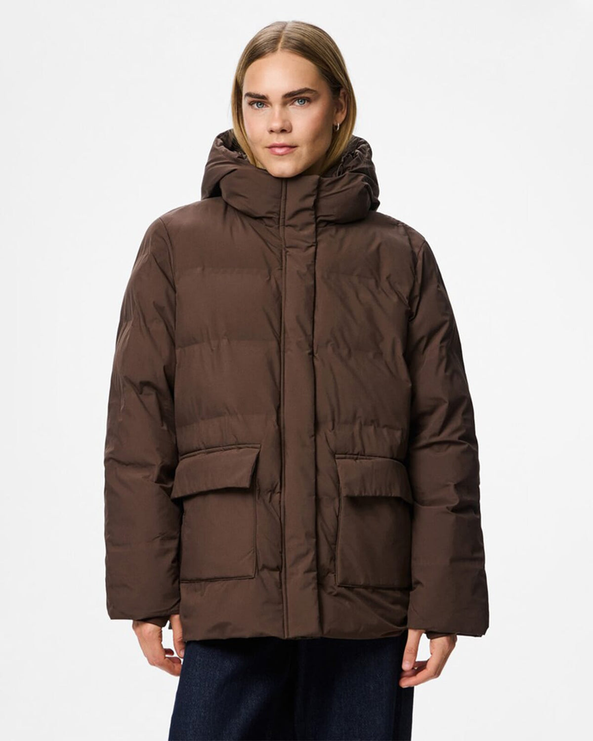 PIECES Boblejakke Norma Puffer Jacket - Hot Fudge