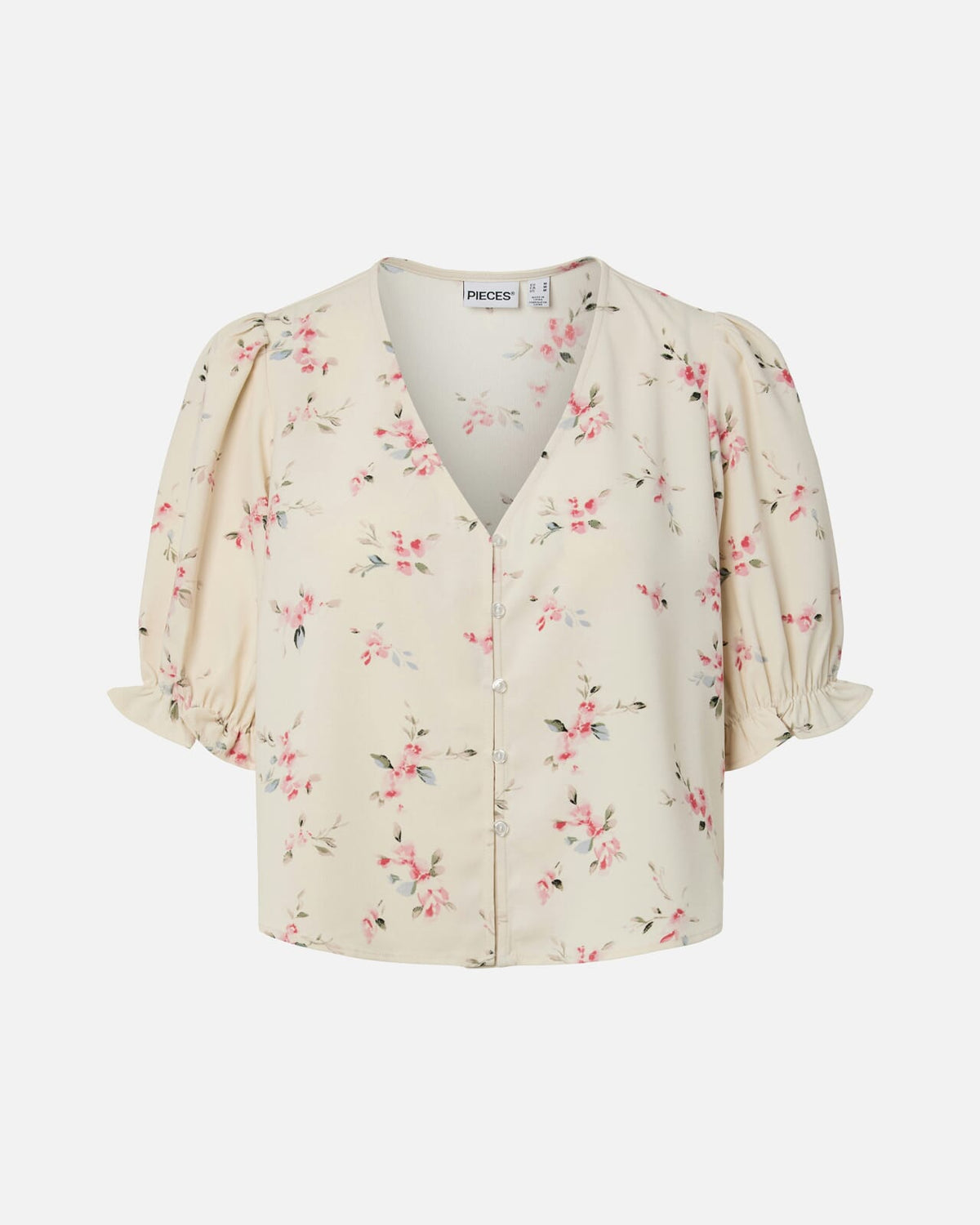 PIECES Topp Bosella 2/4 - Whitecap Gray/ Flower
