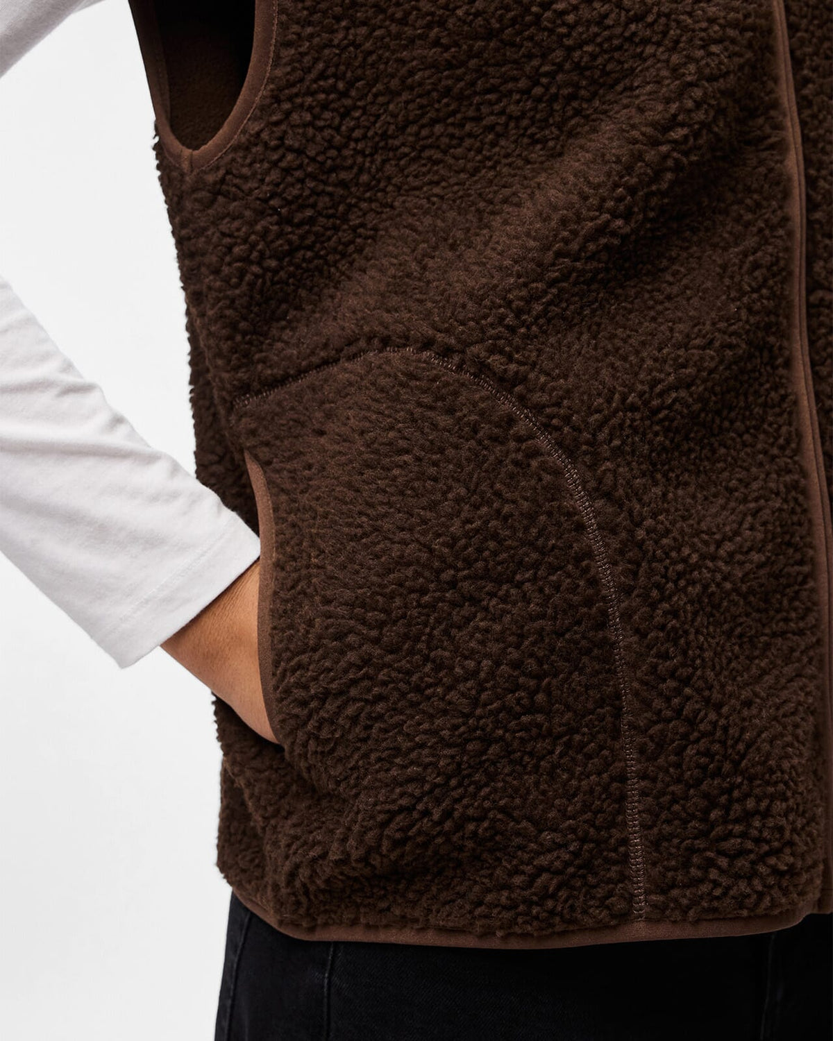 PIECES Teddyvest Sadia Teddy Vest - Hot Fudge