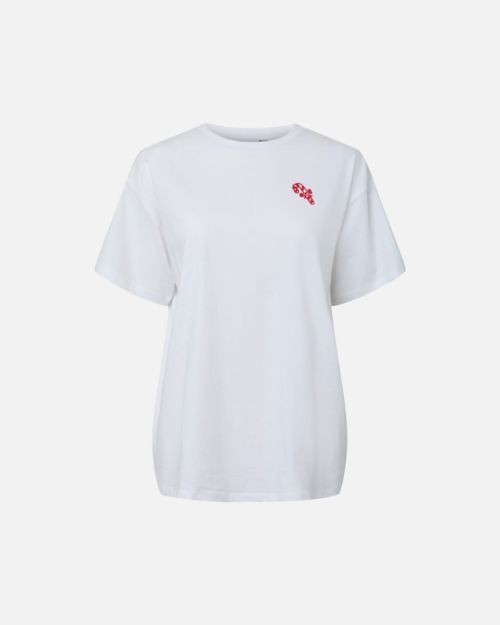 PIECES T-skjorte Aris SS Oversized - Bright White/ Seasons Greetings