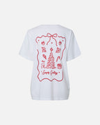 PIECES T-skjorte Aris SS Oversized - Bright White/ Seasons Greetings