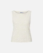 PIECES Paljettopp Kammy Tank - Cloud Dancer/ White Sequins