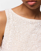 PIECES Paljettopp Kammy Tank - Cloud Dancer/ White Sequins