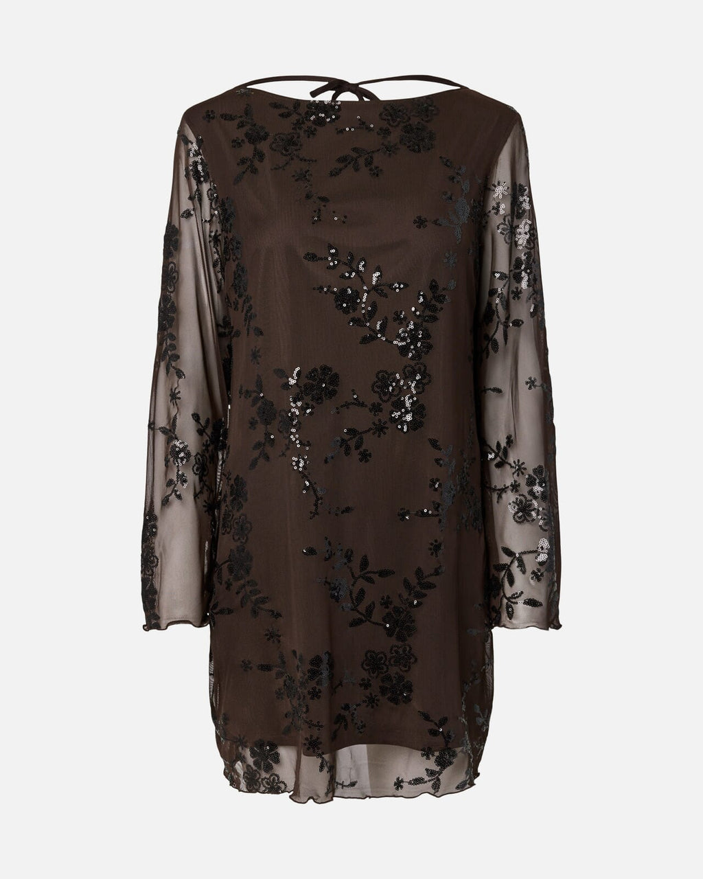 PIECES Kjole Evita LS - Wren/ Black Sequins