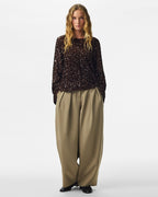 PIECES Paljettopp Kammy LS Deep Back Bow - Chicory/ Coffee Brown Sequins