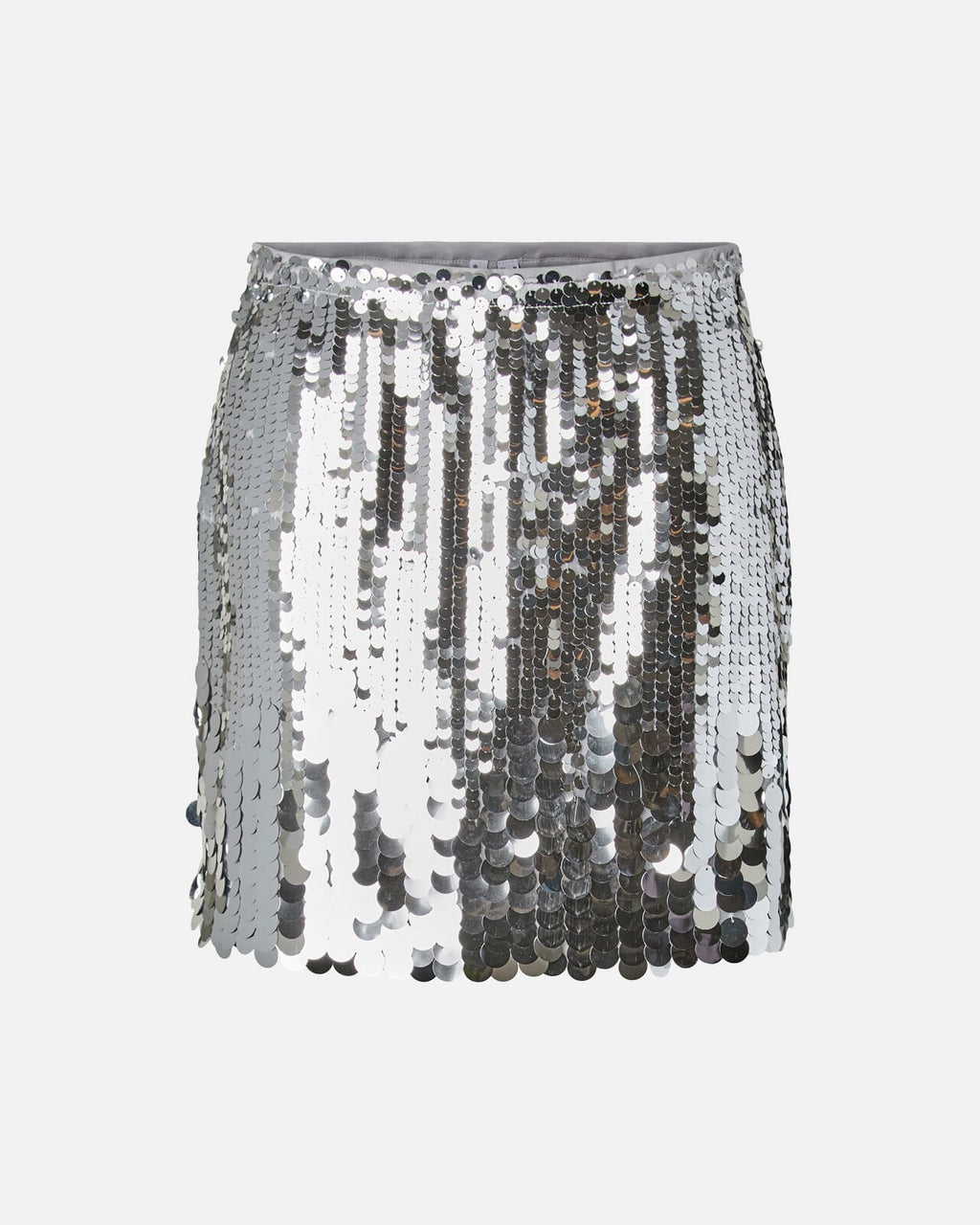 PIECES Paljettskjørt Malou Sequin MW Skirt - Silver Big Sequins