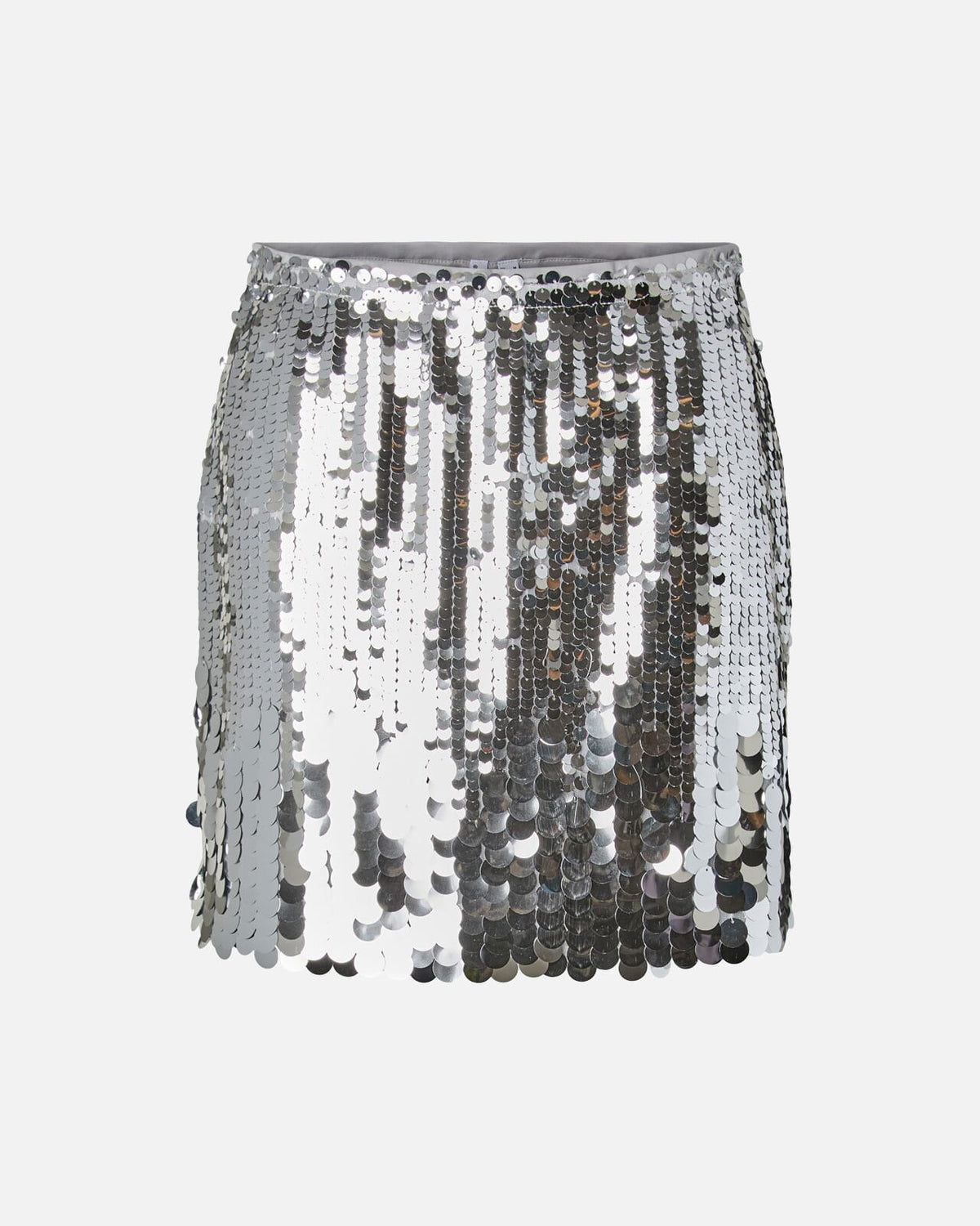 PIECES Paljettskjørt Malou Sequin MW Skirt - Silver Big Sequins