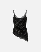 PIECES Paljettopp Kammy Strap Lace - Black/ Black Sequins