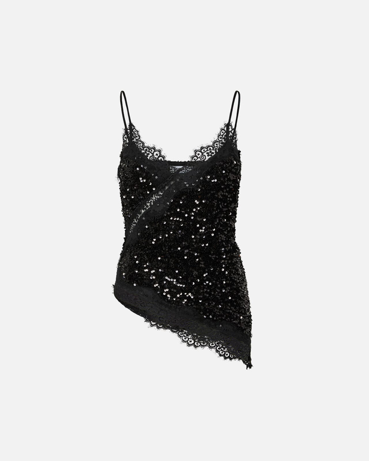 PIECES Paljettopp Kammy Strap Lace - Black/ Black Sequins