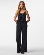 PIECES Paljettopp Kammy Strap Lace - Black/ Black Sequins