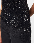 PIECES Paljettopp Kammy Strap Lace - Black/ Black Sequins