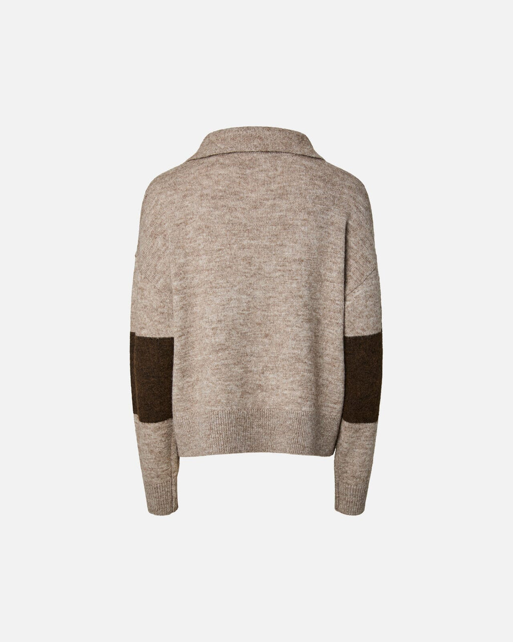 PIECES Strikkegenser Allie LS Half Zip - Greige/ Hot Fudge