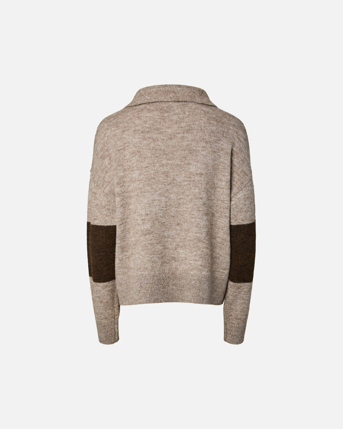 PIECES Strikkegenser Allie LS Half Zip - Greige/ Hot Fudge