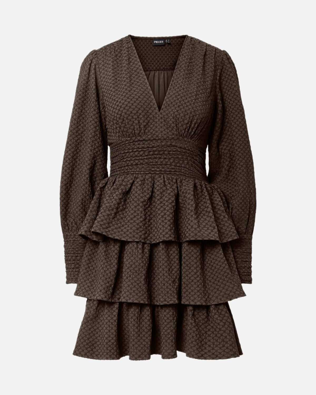 PIECES Kjole Monika LS Short - Hot Fudge