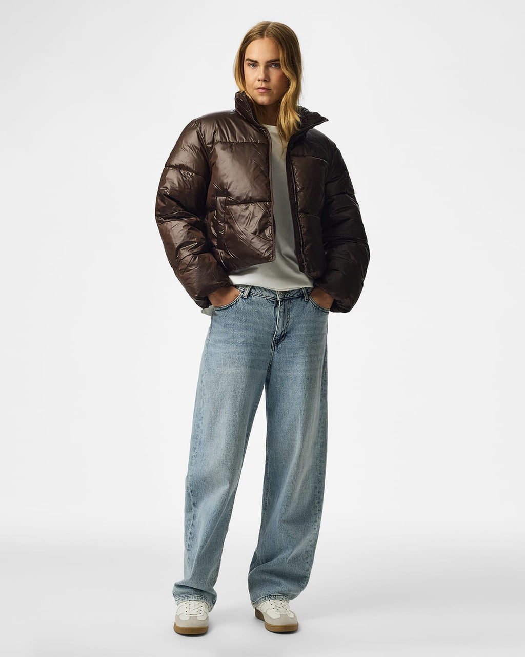 PIECES Boblejakke Camilia Short Puffer Jacket - Hot Fudge