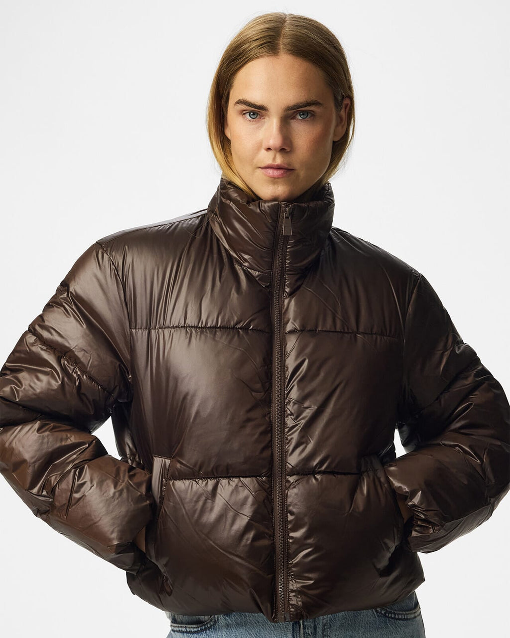 PIECES Boblejakke Camilia Short Puffer Jacket - Hot Fudge