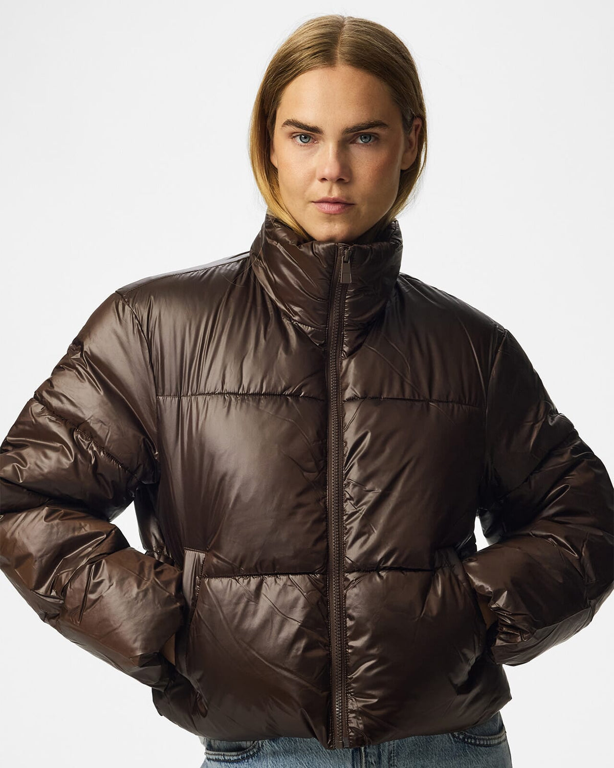 PIECES Boblejakke Camilia Short Puffer Jacket - Hot Fudge