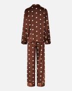 PIECES Pysj Jytte Satin Night Set - Chicory Coffee/ Cloud dancer Dot