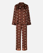 PIECES Pysj Jytte Satin Night Set - Chicory Coffee/ Cloud dancer Dot