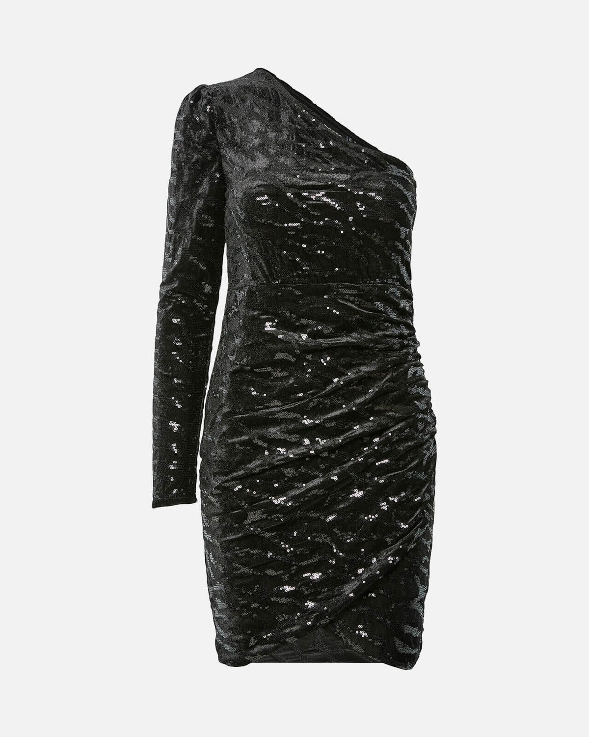 PIECES Paljettkjole Mable One Shoulder - Black