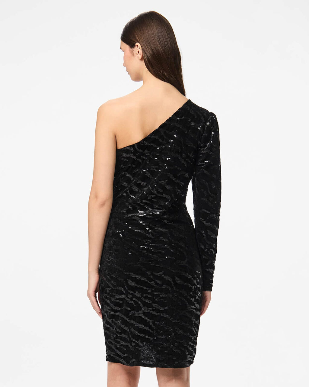 PIECES Paljettkjole Mable One Shoulder - Black