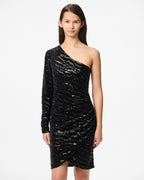PIECES Paljettkjole Mable One Shoulder - Black