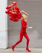 PIECES Paljettkjole Mable One Shoulder - Goji Berry/ Red sequins