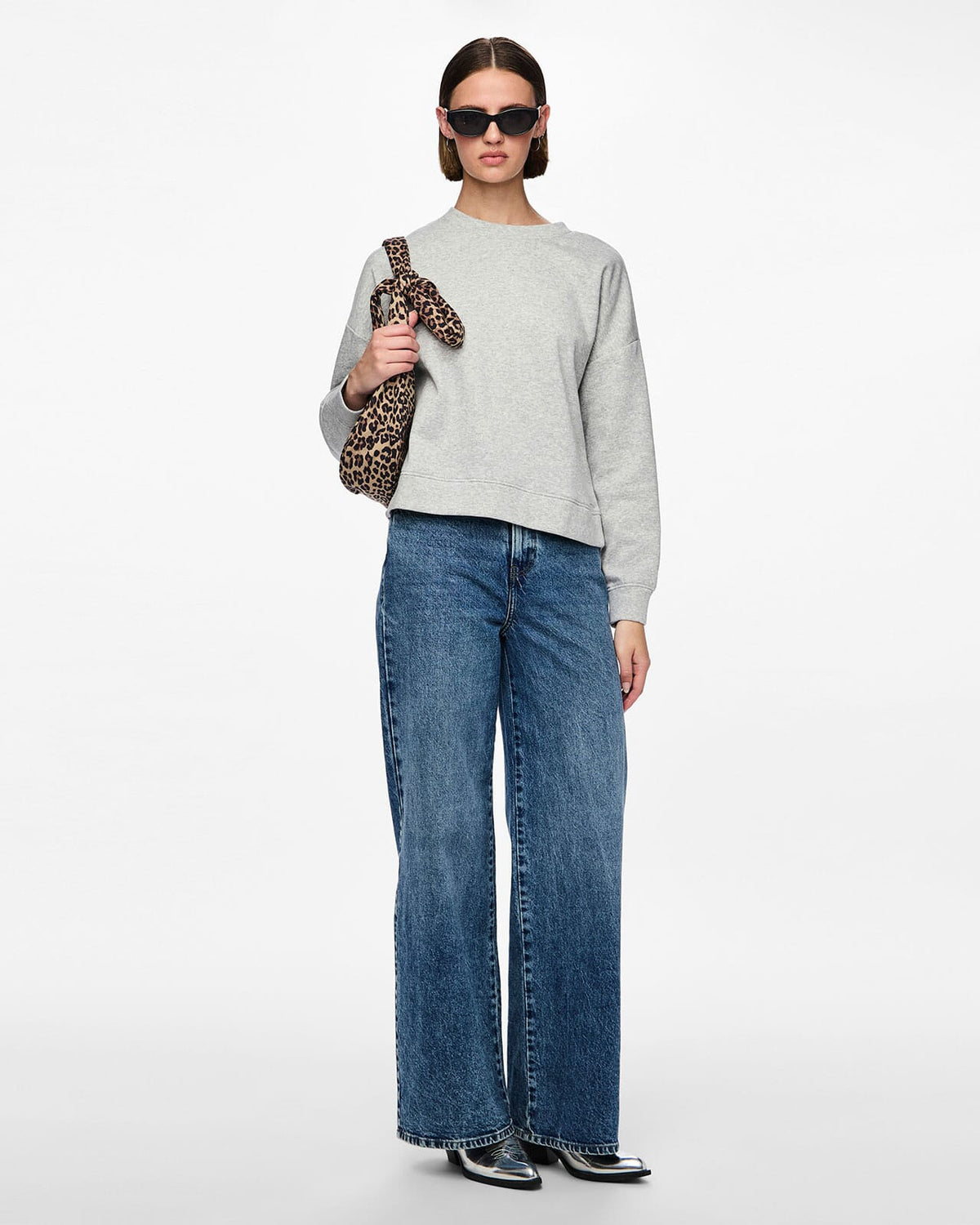 PIECES Collegegenser Chilli LS Sweat - Light Grey Melange