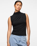 PIECES Topp Madison SL Draped - Black