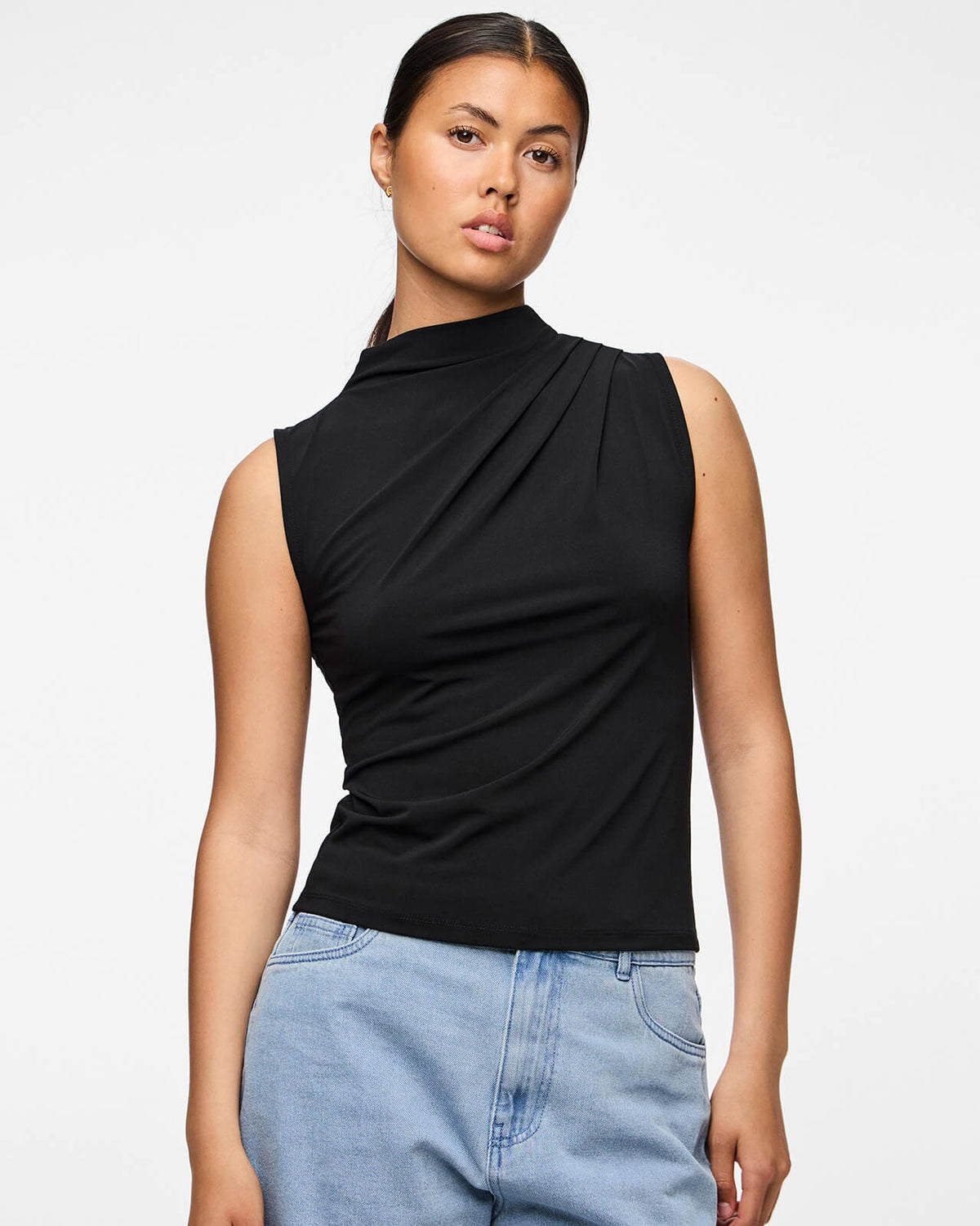 PIECES Topp Madison SL Draped - Black