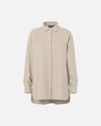 PIECES Skjorte Melia LS Loose Shirt - Crockery/ Thin Bright White