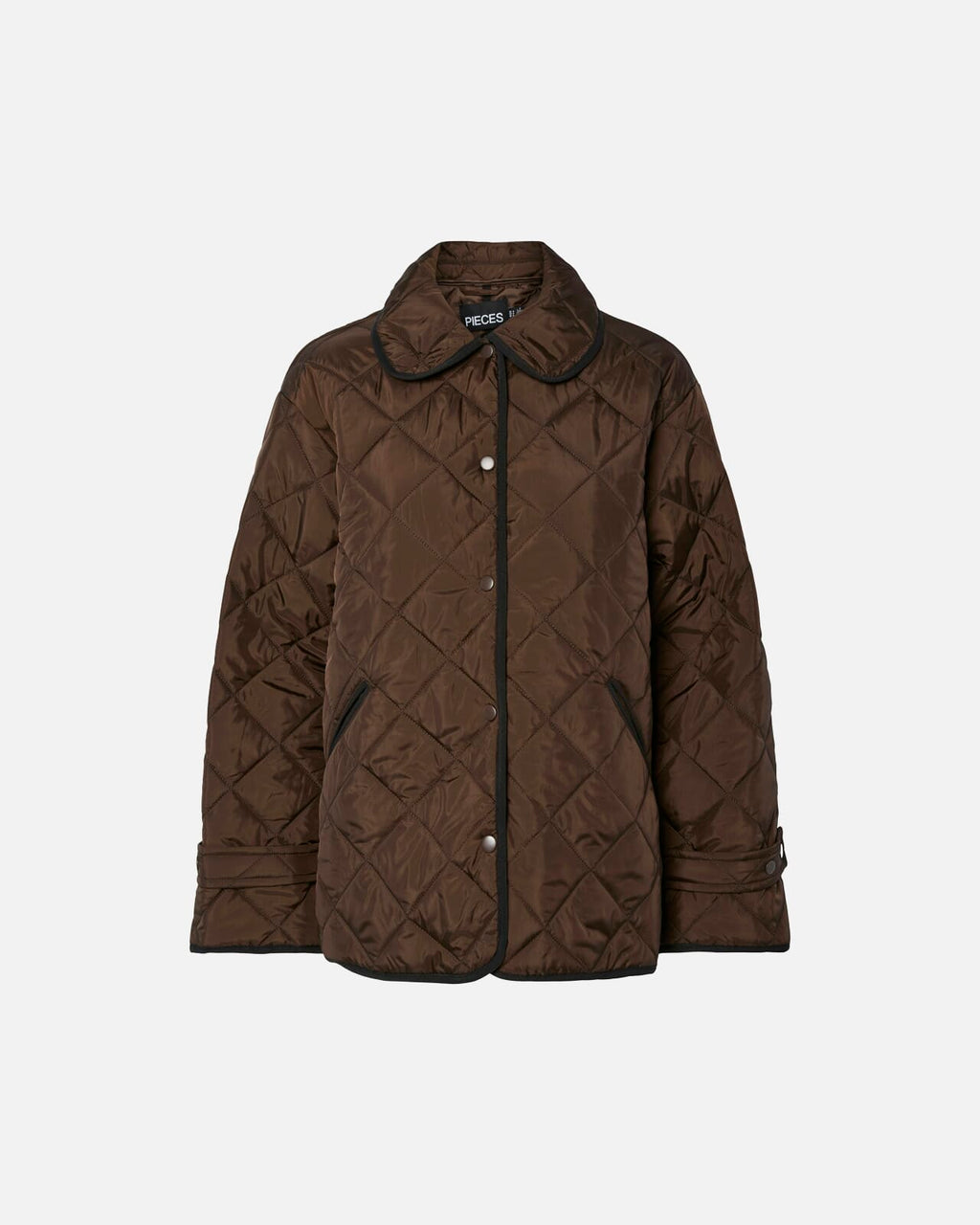 PIECES Jakke Emily Short Quilted Jacket -  Hot Fudge/ Black B.