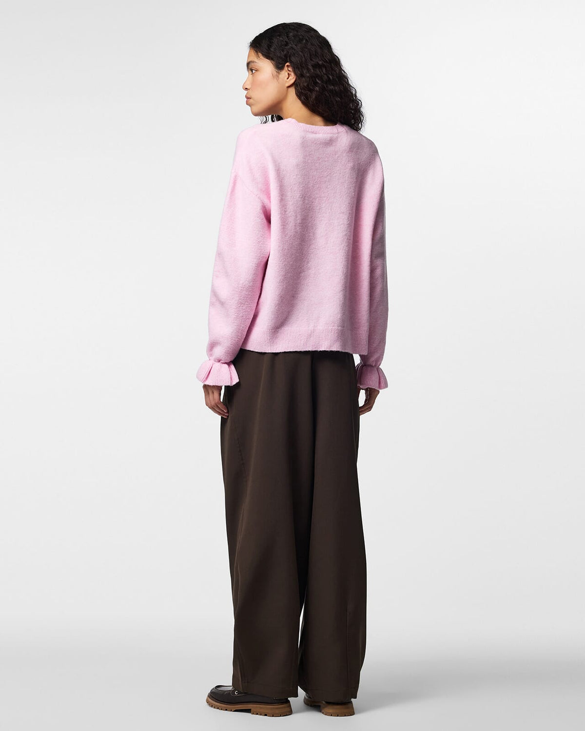 PIECES Strikkegenser Sally LS Frill Cuff Knit - Roseate Spoonbill/ Melange