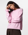 PIECES Strikkegenser Sally LS Frill Cuff Knit - Roseate Spoonbill/ Melange