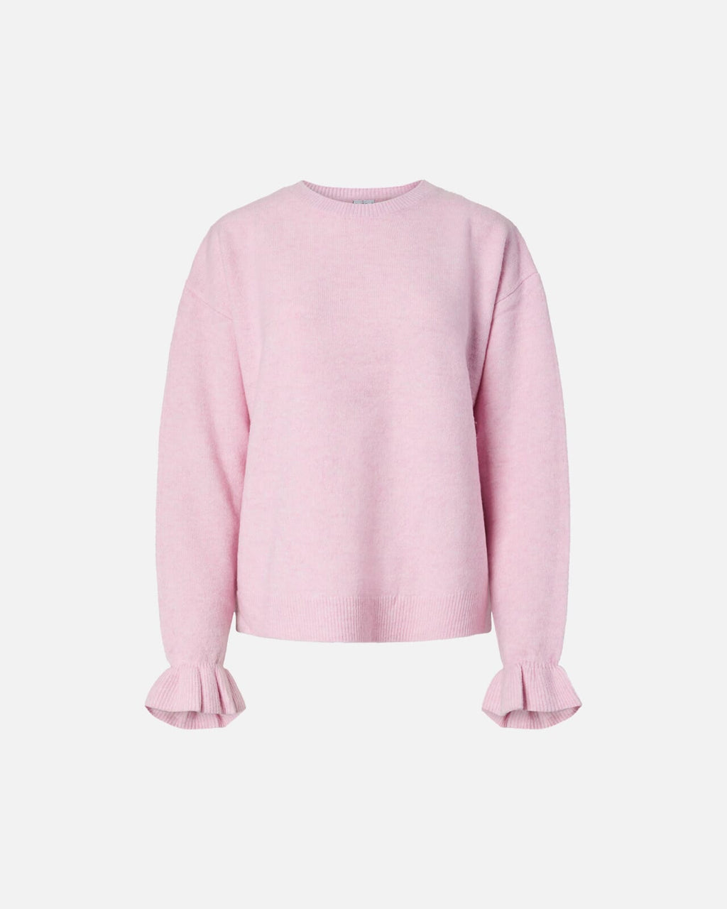 PIECES Strikkegenser Sally LS Frill Cuff Knit - Roseate Spoonbill/ Melange