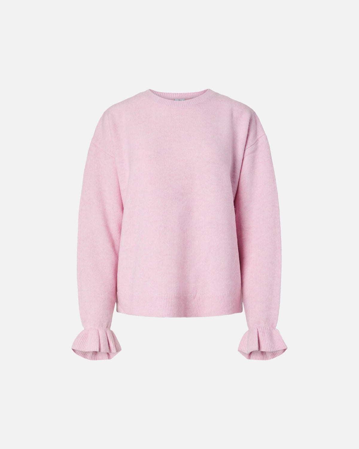 PIECES Strikkegenser Sally LS Frill Cuff Knit - Roseate Spoonbill/ Melange