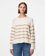 PIECES Genser Sia LS Knit - White/ Silver Mink