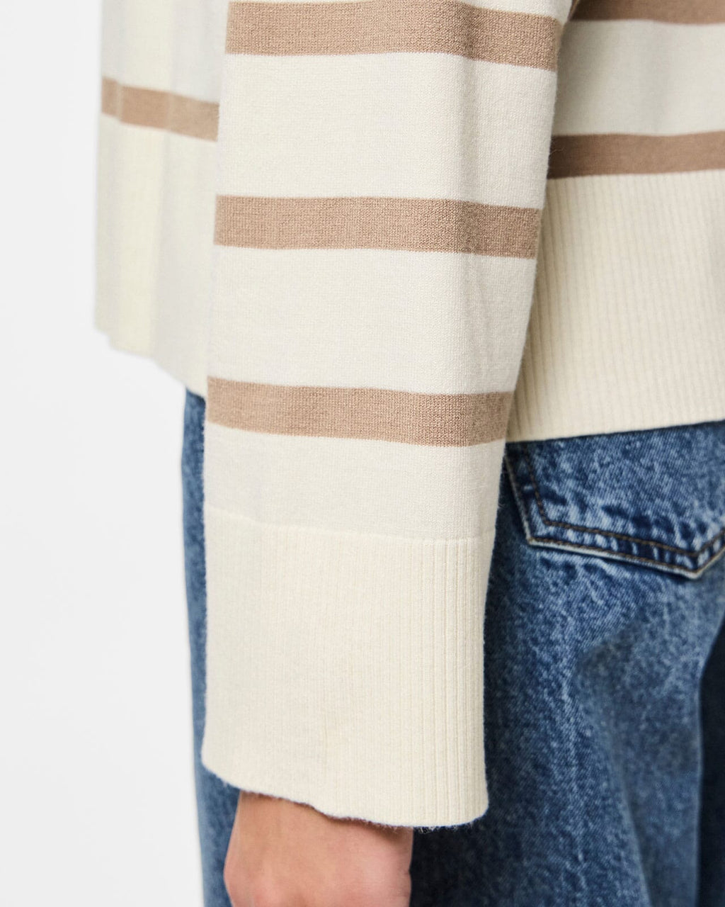 PIECES Genser Sia LS Knit - White/ Silver Mink