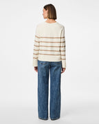 PIECES Genser Sia LS Knit - White/ Silver Mink
