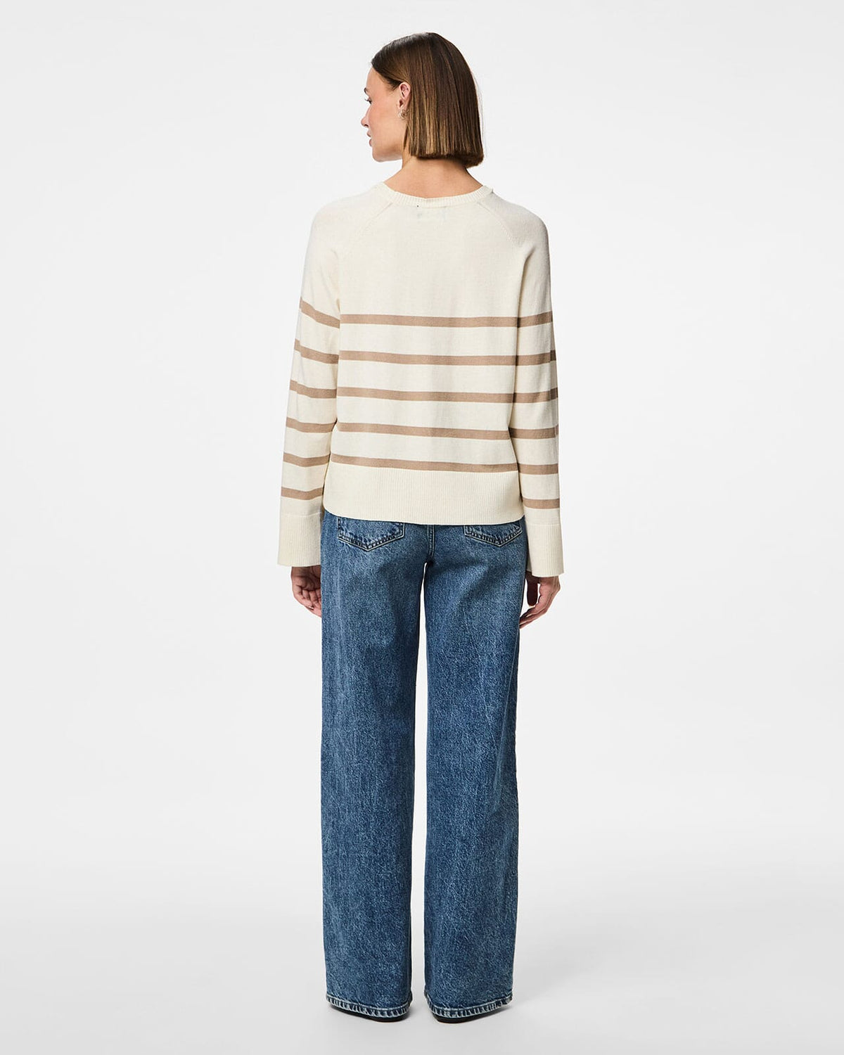 PIECES Genser Sia LS Knit - White/ Silver Mink