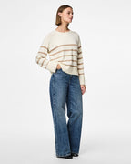 PIECES Genser Sia LS Knit - White/ Silver Mink