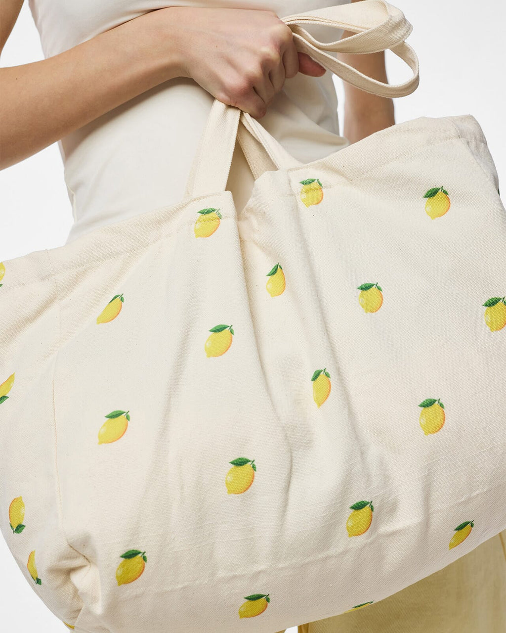 PIECES Veske Bella Tote Bag - Cloud Dancer/ Lemon