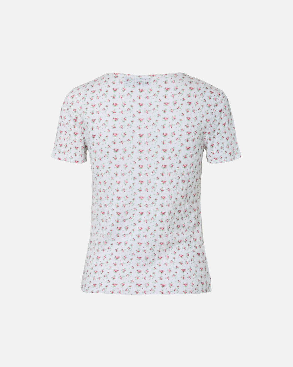 PIECES T-skjorte Turiel SS O-neck Printed - Cloud Dancer/ Pink Flowers