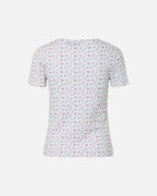 PIECES T-skjorte Turiel SS O-neck Printed - Cloud Dancer/ Pink Flowers
