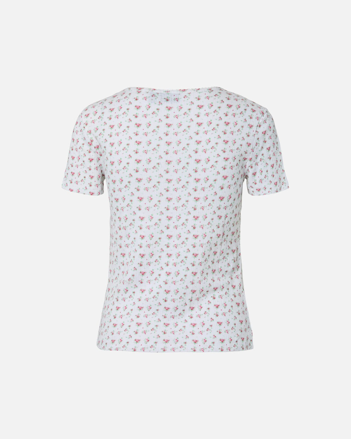 PIECES T-skjorte Turiel SS O-neck Printed - Cloud Dancer/ Pink Flowers