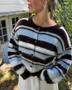 PIECES Strikket Cardigan Ada LS O-neck Knit - Hot Fudge/ Cashmere Blue/ Birch