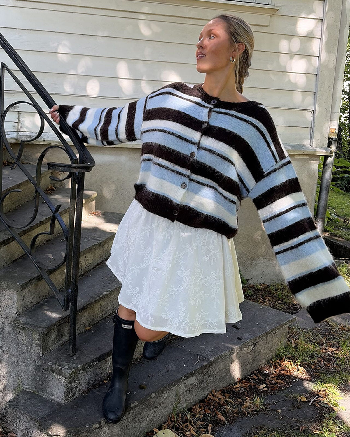 PIECES Strikket Cardigan Ada LS O-neck Knit - Hot Fudge/ Cashmere Blue/ Birch