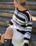 PIECES Strikket Cardigan Ada LS O-neck Knit - Hot Fudge/ Cashmere Blue/ Birch