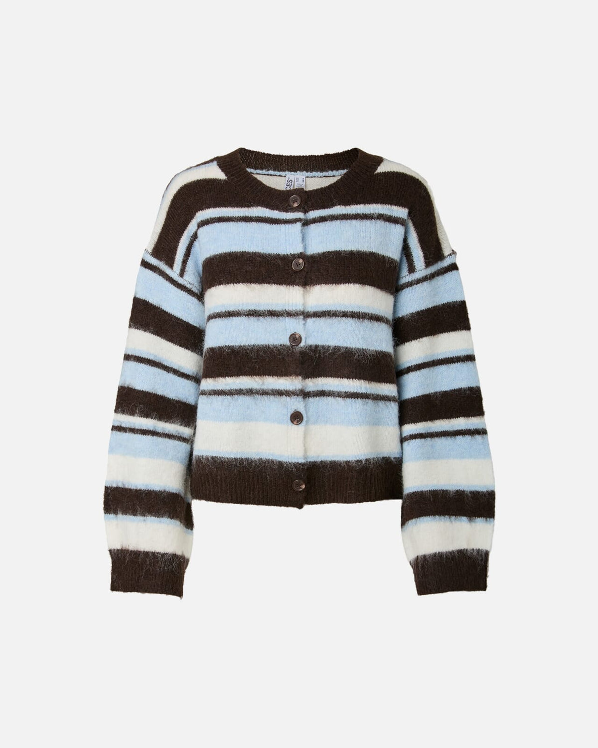 PIECES Strikket Cardigan Ada LS O-neck Knit - Hot Fudge/ Cashmere Blue/ Birch