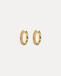 Emilia By Bon Dep Øreringer Small stone hoops - Gold/ Brown